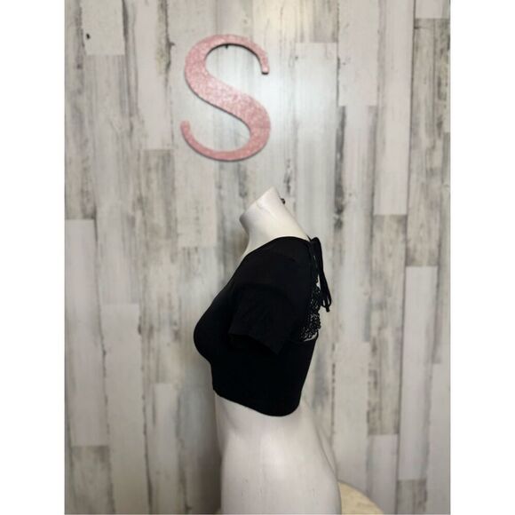 Backless laced black crop top size S - Picture 2 of 7